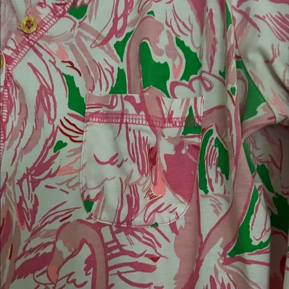Lilly Pulitzer pink/green/white flamingo dress.   Size XL. - Picture 3 of 8